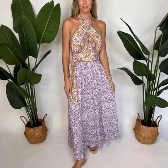 Spell Gypsy Collective Sienna Halter Maxi Dress Backless Sundress Summer Lilac - Picture 4 of 13